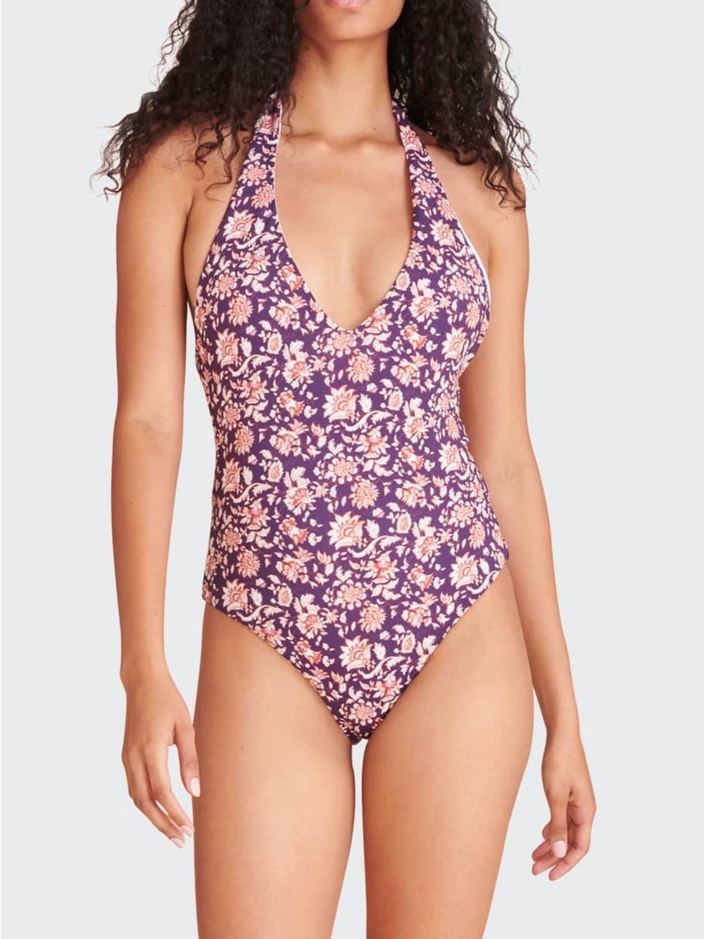Veronica Beard Salis Floral Halter One Piece Swimsuit NWT Size S